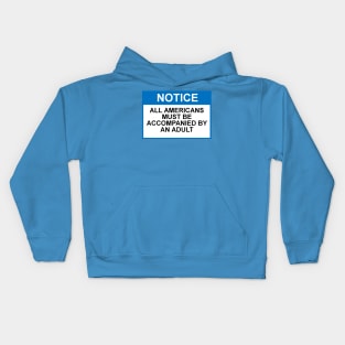 OSHA Style Notice - All Americans must be accompanied by an adult Kids Hoodie